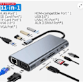 Miniatyrbild 2 av 5: Plug-and-Play 8-i-1 Typ C-adapter, Aluminiumlegeringsskal för MacBook Pro Air iPad Pro Laptops, Har SD TF-kortläsare för Enkel Dataåtkomst