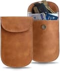 Faraday RFID Signal Blocking Pouch - Genuine Brown Leather, for Car Keys, RFID Blocking, Key Holder, Key Ring, Anti-Theft, Security, Key Protection