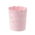 Round Plastic Waste Bin, Hollow Lace Waste Basket for Office. (1-pack Pink)