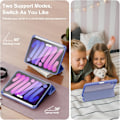Miniatyrbild 4 av 6: Ipad Mini 6 Fodral, Premium Pu Läder Exteriör Med Mjukt Mikrofiber Innerfoder Och Klar Transparent Baksida - Lila