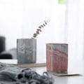 Miniatyrbild 4 av 5: Dekorativ sminkborsthållare för kontor och hem, praktisk & modern keramisk mugg med marmormönster, halkfria mattor i botten säkerställer stabilitet (1 styck)