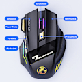 Miniatyrbild 3 av 8: Programmerbar trådlös gamingmus, DUBBEL LÄGE TRÅDLÖS MUS, Tyst klickdesign för offentlig användning utan störning, Uppladdningsbar, 70 timmar för
