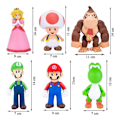 Miniatyrbillede 3 af 3: Super Mario Bros Actionfigurer Legetøj Mario Luigi Yoshi Peach Svampekollektion Model Børnefødselsdagsgave[GKS]