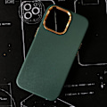 Miniatyrbild 2 av 5: iPhone 13 klassiskt skal i veganskt läder med guldram & guldknappar Gr Green one size