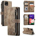 Miniatyrbillede 1 af 5: SQBB Etui til Samsung Galaxy A22 5g Wallet Case Holdbart PU Læder Magnetisk Flip Lynlås Kortholder - Brun Brun none【YD】