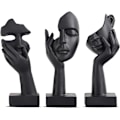 Miniatyrbillede 1 af 5: Sort Hjem Dekoration Accent Kunst Kvinde Ansigt Statue Samlerobjekt Statue til Moderne Hjem Stue Bogreol Sort Skrivebordsindretning 3-delt Sæt