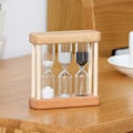 Miniatyrbild 1 av 4: 3-i-1 Sandtimer i trä Mini Timglas Timglas för Tandborstning Matlagningsstil 2 Köksklockor