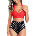 Pikkukuva 3 / 3: Naisten Vintage Uimapuku Kaksiosainen Retro Riimu Rypytetty Korkeavyötäröinen Bikini 2XL