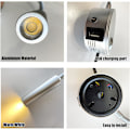 Miniatyrbilde 4 av 5: Dimbar veggmontert leselampe LED sengelampe med USB-port og bryter{YD}
