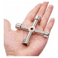 Miniatyrbilde 2 av 5: Multifunksjonell Verktøynøkkel, 4 i 1 Multifunksjonell Kryssnøkkel for Radiatorer Gass Strømmålere Skuffer Kranlåser - 72mm, Sølv