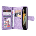 Pikkukuva 7 / 8: Lompakkokotelo magneettisella sulkimella, läppäkotelo korttipidikkeellä ja sisäänrakennetulla jalustalla Galaxy S21 Ultra Purple -puhelimelle