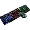 Miniatyrbillede 1 af 5: LED baggrundsbelyst gaming tastatur og mus kombination Ergonomisk tastatur, sort
