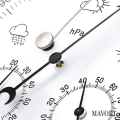 Miniatyrbilde 3 av 5: Analog innendørs/utendørs værstasjon, rustfritt stål - Inkluderer barometer, hygrometer og termometer