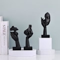 Miniatyrbillede 5 af 5: Sort Hjem Dekoration Accent Kunst Kvinde Ansigt Statue Samlerobjekt Statue til Moderne Hjem Stue Bogreol Sort Skrivebordsindretning 3-delt Sæt