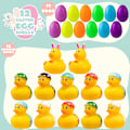 Miniatyrbilde 2 av 6: 12 påskeegg fylt med badeender, fargerike egg fylt med forskjellige gule ender for alle å leke med i badekaret axe duck
