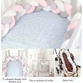 Miniatyrbillede 3 af 5: Krybbeskærm i ét stykke, bomulds baby pude, ideel rejseseng, baby velour pude, beige, 2m