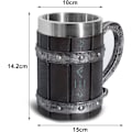 Miniatyrbillede 3 af 5: Nordiske Viking Rune Ølkrus - Stort Egetræskrus - Med 3D Resin - Til Mænd, Fars Dags Gave 550ml{DH}
