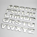 Miniatyrbilde 2 av 5: 3D Metall Alfabet Sølv Badge Krom Sølv Bokstaver Tall Logo Bil Klistremerker-0tall-Perfekt