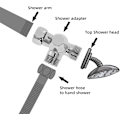 Miniatyrbilde 5 av 7: 3-veis ventilbryter for dusj, hånddusj og takdusjarm, 3-veis solid messing, polert krom (PV8){YD}