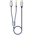 Pikkukuva 1 / 5: 2-in-1 Type-C Autostereokaapeli 1 Jakaja 2 Type C - USB A 3,5 mm Aux-kaapeli Sininen