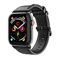 Miniatyrbillede 6 af 6: Apple Watch 38/40/41 mm Urrem Ægte Læder Sort 44