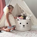 Miniatyrbillede 2 af 7: Stor Vævet Bomuldsreb Opbevaringskurv, Baby Vasketøjskurv Organizer til Håndklæder, Tæppe, Legetøj, Tøj, Gaver | Kæledyrsgavekurve til Kat, Hund, Hvid
