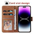 Miniatyrbild 3 av 5: Läderplånboksmobilfodral för iPhone 14 13 12 11 Pro Max Xs Max Xr X Se2022 8/7//6/6s Plus Flip Kortfack Mobilfodral Cover iPhone 14 Pro Brun
