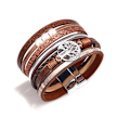 Miniatyrbillede 3 af 4: Dame Piger Livets Træ Læderarmbånd Multilayer Wrap