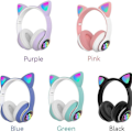 Pikkukuva 3 / 7: Lasten kuulokkeet kissankorvat LED-valaistus Bluetooth Violetti