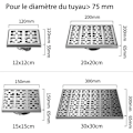 Miniatyrbillede 1 af 5: Have 304 rustfrit gulvafløb i haven, stort forskydningsudendørs gulvafløb, egnet til diameter ≥75MM, 10x10 CM KLB