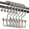 Set med 12 duschdraperikrokar, duschdraperiringar, rostfria metallringar, dubbla glidare, duschkrokar, ringar för badrum KLB