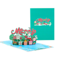 Miniatyrbillede 1 af 5: Glædelig Jul Pop Up-kort, 3D Pop Up-lykønskningskort til jul, Pop Up-julekort
