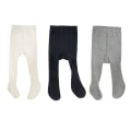 Miniatyrbilde 2 av 8: 3-pakning babytights - tykke strømpebukser for småbarn, jenter og gutter, hvit + svart + grå KLB