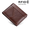 Miniatyrbillede 1 af 7: Syet læder herre pung RFID Anti-tyveri pung (brun)