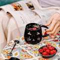 Miniatyrbillede 5 af 6: Smuk keramisk kaffekop med låg og smukt rustfrit stål