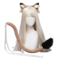 Miniatyrbilde 1 av 5: Falsk pels løve katt rev ulv lodne hale og klips ører for Halloween KLB
