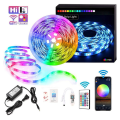 Miniatyrbilde 1 av 4: RGB LED-stripe, 10M, 300 LED-er, kontrollert av med 24-tasters WIFI-kontroller og selvklebende lysstripe for fest, hjem KLB