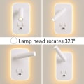 Miniatyrbillede 2 af 5: LED væglampe, sengelampe med afbryder, USB-opladningsport, dæmpbar sti