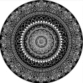 Pikkukuva 1 / 3: Sisä- ja ulkokäyttöön sopiva pyöreä matto kukkien ympärillä musta 120x120cm sisä- ja ulkokäyttöön KLB