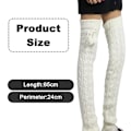 Miniatyrbillede 2 af 5: Kvinde Mode Vinter Leggings Støvler Lange Benvarmere Strikkede Hvide KLB