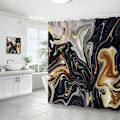 Miniatyrbillede 7 af 7: Pieces Ink Marble Texture Bruseforhængssæt med skridsikker tæppe, KLB
