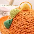 Miniatyrbild 3 av 5: Söt tecknad dinosauriefiskarehatt (orange, hattens omkrets 48 cm), sommarflickans solhatt, stråhatt, strandhatt, söt, lätt och andningsbar