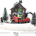 Miniatyrbilde 2 av 5: Fargede LED-julelys, lite toglandsbyhuslandskapslys, KLB