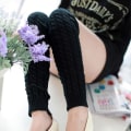 Miniatyrbillede 5 af 5: Lårhøje sokker til kvinder Kabelstrik Over Knee Boots Sort KLB