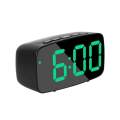 Miniatyrbillede 1 af 7: Spejl Sengebord Alarmur Batteri Stik Dual Purpose LED Ur Bueskåret Sort