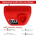 Miniatyrbilde 3 av 5: 10,8V 3A Litiumbatterilader for Milwaukee Tools N12 M12 KLB