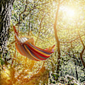 Miniatyrbild 4 av 5: Utomhus vävd canvas hängmatta bärbar resväska trädgård camping 1 KLB