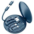 Pikkukuva 1 / 5: USB-sovitinsarja (sininen) Kaapelinkortti, Monityyppinen latauskaapeli Box Converter USB C - Lightning Type C Micro -sovitin Data Transfer Sisältää Po-korttipaikan
