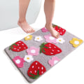 Miniatyrbilde 1 av 5: (Grå, 50X80CM) Badematte Sklisikker Absorberende Vaskbar Dørmåtte Dusjmatte Jordbær Flokket Teppe for Soverom Bad Hjemmedekor