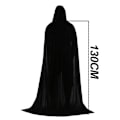 Miniatyrbillede 2 af 5: Unisex sort fuld længde hætte kappe kostume